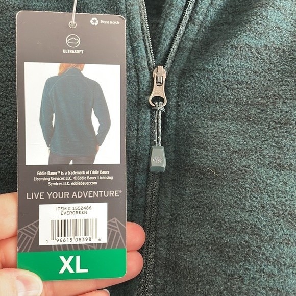 NEW Eddie Bauer Dark Green Ladies' Quarter Zip Pullover Size XL - Picture 7 of 9